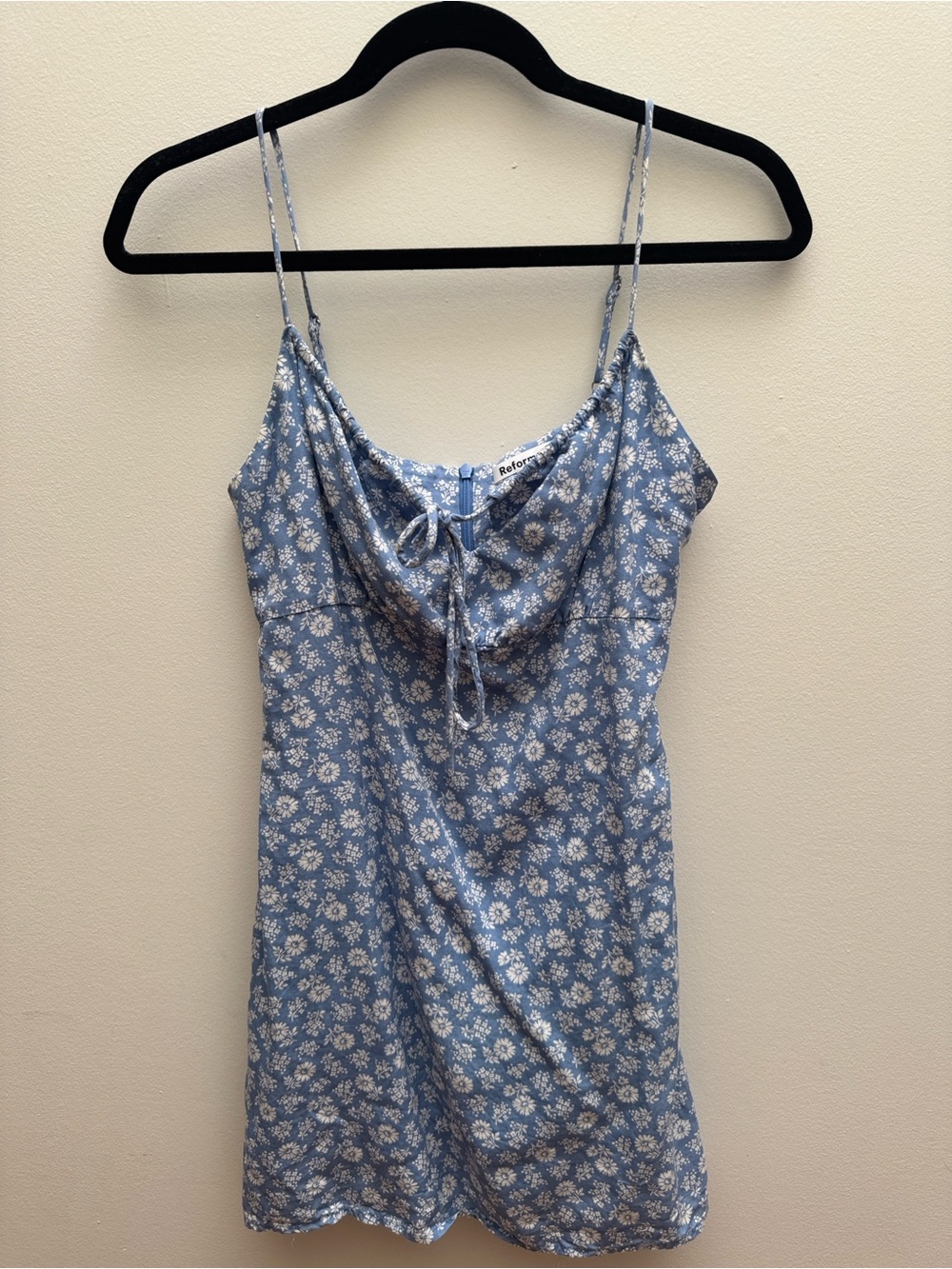 Reformation Light Blue Floral Slip dress